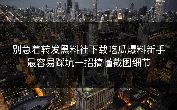 别急着转发黑料社下载吃瓜爆料新手最容易踩坑一招搞懂截图细节