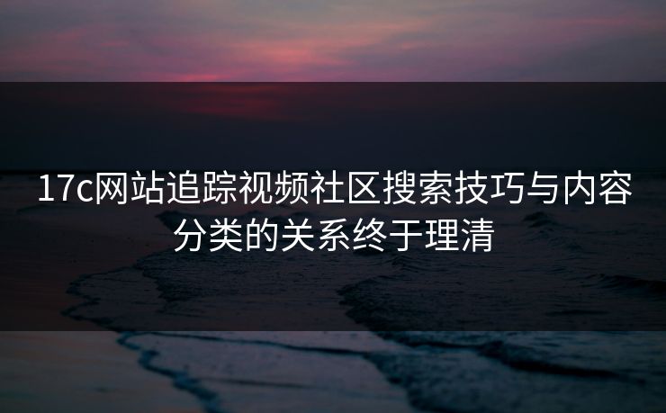 17c网站追踪视频社区搜索技巧与内容分类的关系终于理清