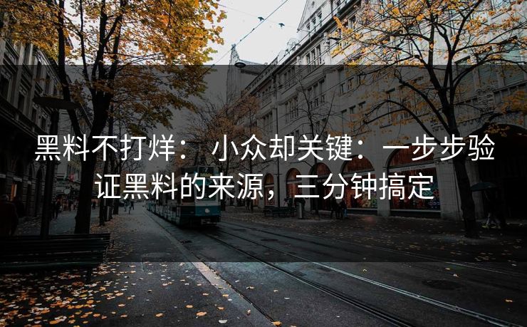 黑料不打烊： 小众却关键：一步步验证黑料的来源，三分钟搞定