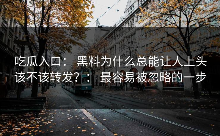 吃瓜入口： 黑料为什么总能让人上头该不该转发？： 最容易被忽略的一步
