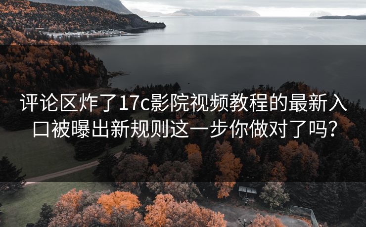 评论区炸了17c影院视频教程的最新入口被曝出新规则这一步你做对了吗？