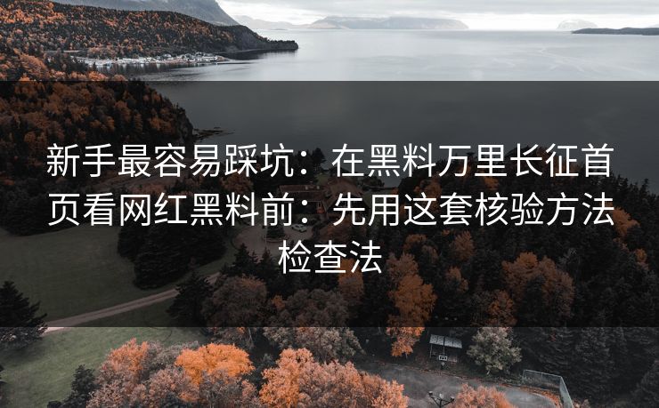 新手最容易踩坑：在黑料万里长征首页看网红黑料前：先用这套核验方法检查法